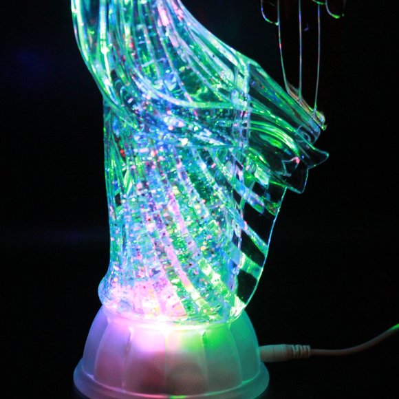 Angels Wings Trumpet Led Light Up Figurine Swirling Glitter Sparkling Snow Globe - Picture 3 of 8